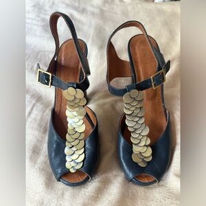 Chie Mihara Metal Accent Blue Heels